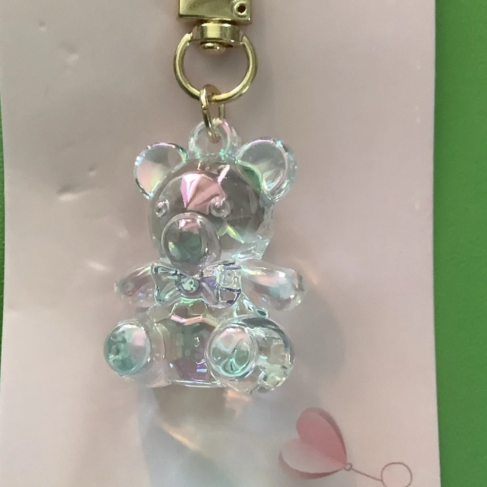 Be Mine Crystal Clear Bear Keychain - Gold and Clear